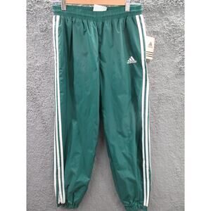 NWT Rare 90s Adidas Vintage Nylon Lined Green Track Pants Youth Large